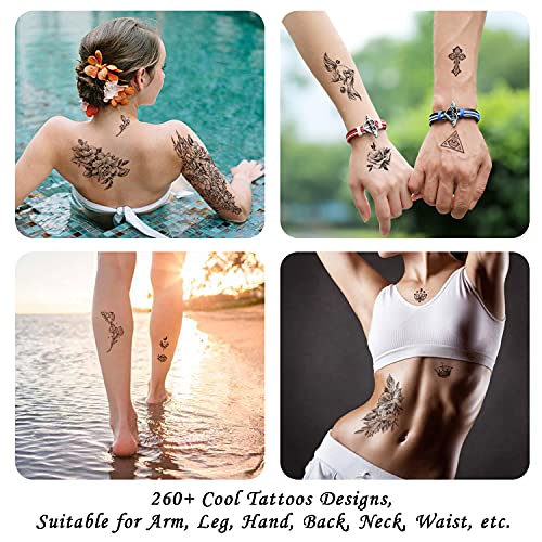 SOOVSY 70 Sheets Flower Temporary Tattoos for Women, Includes 10 Half Arm Tattoos Temporary That Look Real and Last Long, Fake Tattoo Stickers Semi Permanent Tattoo for Men and Girl - Thumbnail 2