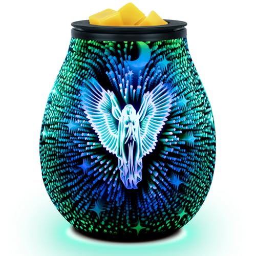 EQUSUPRO Wax Melt Warmer Wax Melter Wax Burner for Scented Wax Melts Electric Fragrance Warmer for Wax Cubes & Tarts, Vivid 3D Design 7 Colors LED Lig