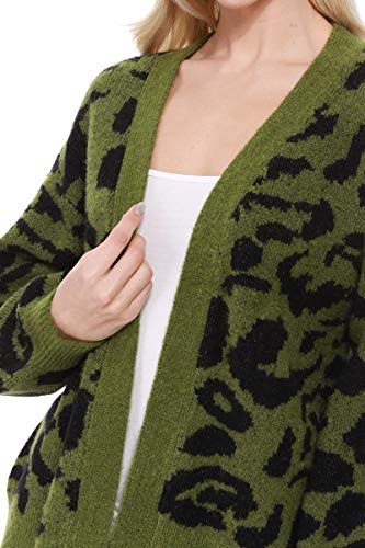 YEMAK Women's Chunky Leopard Print Open Front Long Sleeve Jacket Sweater Cardigan HK8254LEO (S/M-M/L)2