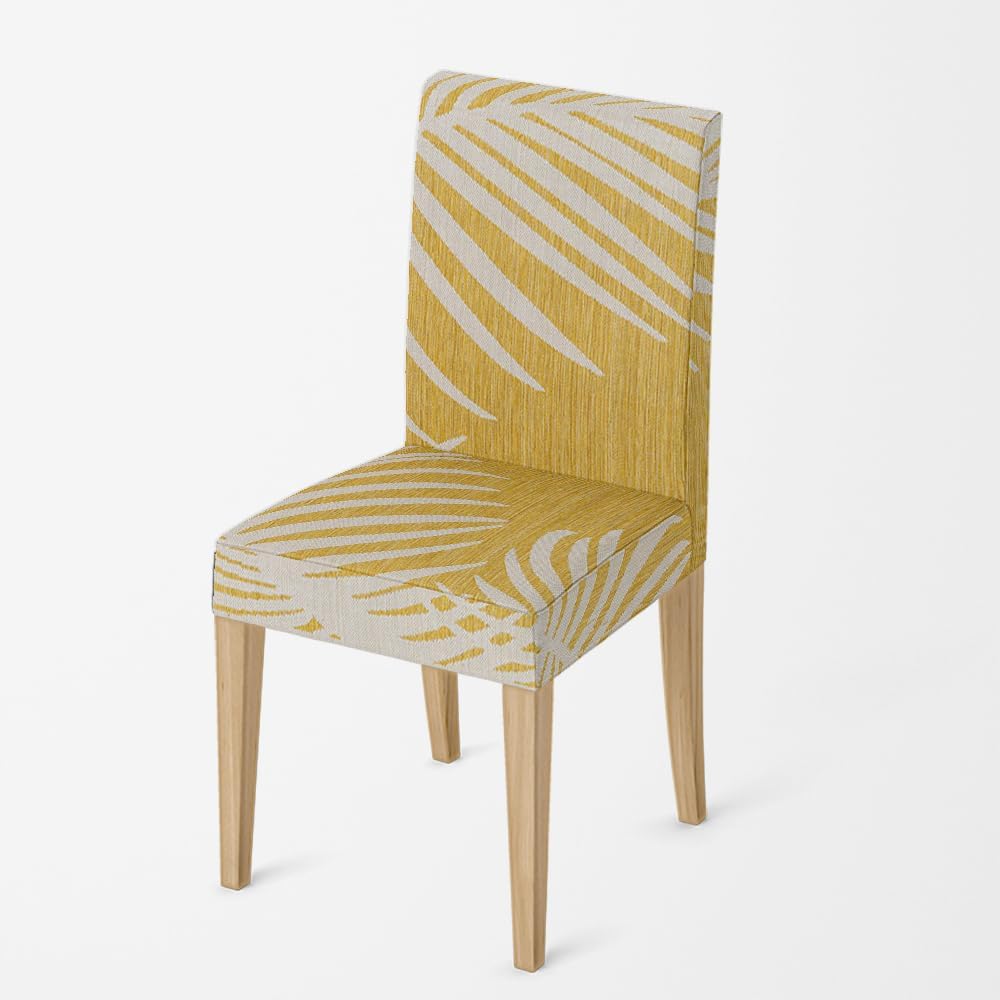 Reateforin Yellow White Chair Covers for Dining Room Set of