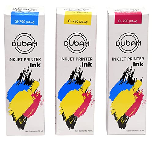 Image of GI-790 GI790 790 Ink Bottle for Canon PIXMA G1000, G1010, G1100, G2000, G2002, G2010, G2012, G2100, G3000, G3010, G3012, G3100, G4000, G4010 Printers (Cyan, Yellow & Magenta)