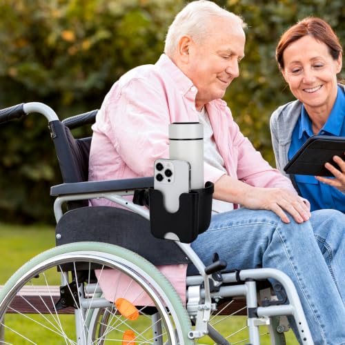 Image of Accmor Wheelchair Cup Holder with Phone Holder, Universal 360 Rotatable Walker Cup Holder Rollator Scooter Accessory