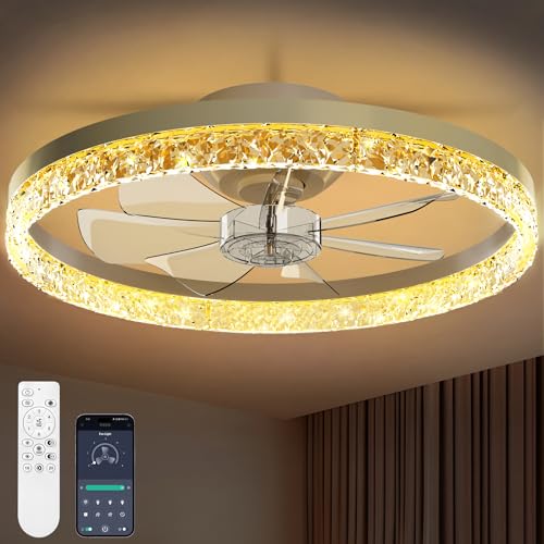 KingSom Celling Fans with Lights and Remote,20' Low Profile Ceiling Fans,3000-6000K Dimmable Modern...