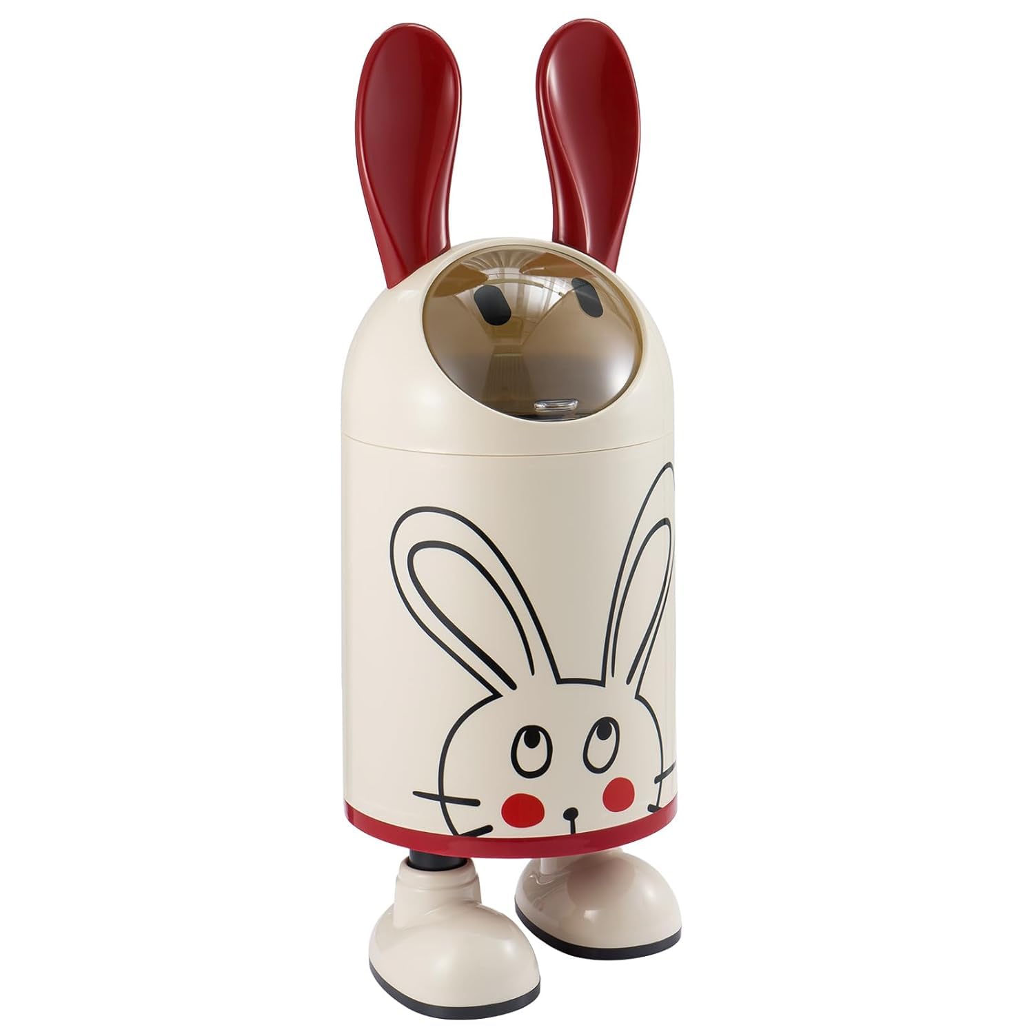 FERNVALE Cute Cartoon Rabbit Trash Can with Lid โ Odor-Sealed Small Waste Bin for Bathroom, Kitchen, Bedroom & Living Room โ Durable PP Compact Bin, Cute Home Storage & Rubbish Container