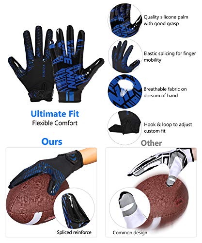 Nicewin Football Gloves Adult Football Receiver Gloves For Men And Women Blue1-Large-Adult #TOP1