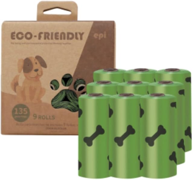 Essentials Dog Poo Bags, 135 Extra Thick Poop Bags For Dogs, Each Doggy Waste Bag Measures 22x33cm, 100% Leak-Proof