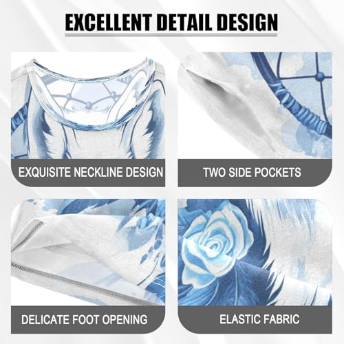senya Short Sleeve Pajamas Sets Summer Cotton Sleepwear Blue Rose Dreamcatcher Wolf4