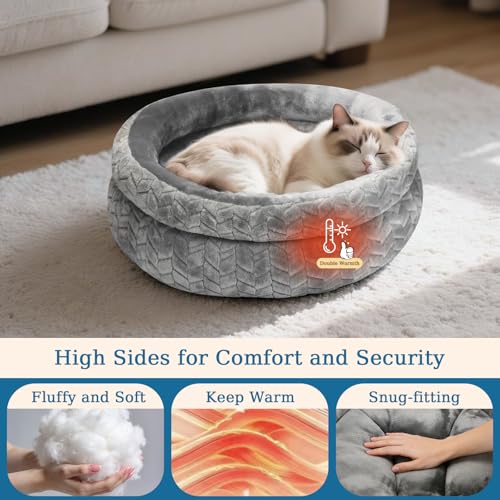 Lit rond moelleux en forme de beignet pour le bonheur de votre chat ou chien de taille mini - 4
