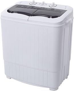 Winado 15LBS Portable Washing Machine, Compact Mini Washer Machine & Dryer Combo, Built-in Gravity Drain, Small Twin Tub Washer with Spin Cycle for Laundry Room, Apartments, Dorms, RV's (Grey)
