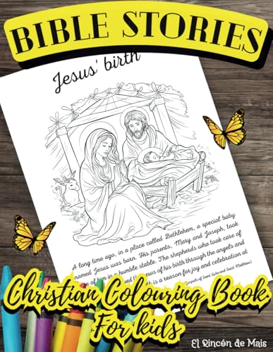 Bible Stories Christian Colouring Book For Kids: 33 Christian Coloring Pages. Learn while you color