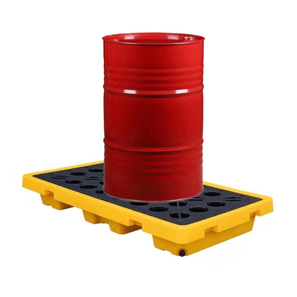 JKJZSALJ Modular Plastic Spill Containment Platform, Industrial Spill Pallet For Warehouses, 17, Heavy-Duty Design, 130X68X15Cm & 72X72X16Cm, Maximize Safety & Eff,Yellow,127 * 67 * 17cm
