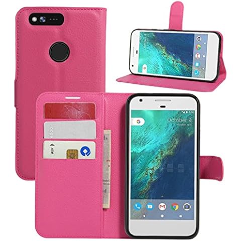 HualuBro Google Pixel Hülle, Premium PU Leder Leather Wallet Handyhülle Tasche Schutzhülle Case Flip Cover mit Karten Slot für Google Pixel Smartphone (Rose) Cover