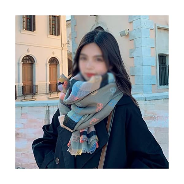 HLMSKD Autumn/Winter Double-Sided Long Imitation Cashmere Scarf Women Winter Shawl Dual-use Versatile Warmth Padded Scarf (Color : A, Size : 65 * 190cm) - Image 3