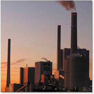 TIEOIYA Modern Coal Power Plant and Waste Incineration at Dusk Canvas Wall Art for Bathroom Bedroom Pictures Wall Decor Living Room Kitchen Office Framed Poster Prints Artwork Painting 16x16