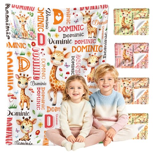 Image of Custom Giraffe Blanket for Boys Girls,Ultra Soft Personalized Gifts Baby Blanket,Customized Throw for Toddlers Newborn Stroller Crib,40 inchx50 inch