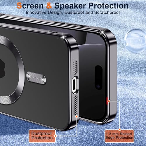 Image of VONZEE Electroplating Transparent Clear Logo Back Cover Case TPU Compatible with iPhone 17 Air, Compatible with Magsafe, Full Body & Individual Camera Protection for Each Lens for Men & Women (Black)
