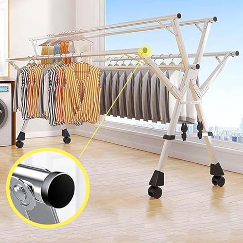 Étendoir à linge extensible en acier inoxydable - Cintre vertical - 4