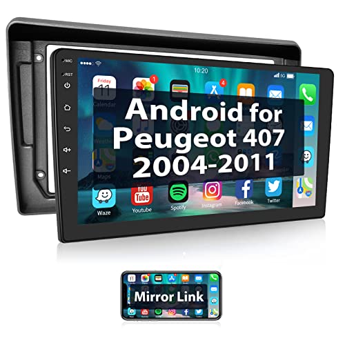 Podofo Android Radio de Coche para Peugeot 407 2004-2011, 9' Pantalla Páctil GPS Navi WiFi...