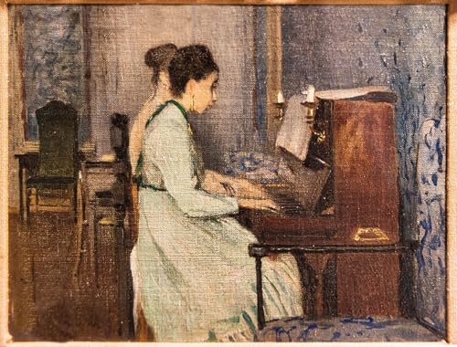 Tableau Toile la leçon de piano Telemaco Signorini Affiches d'Art Décoration Murale Salon 60x90cm