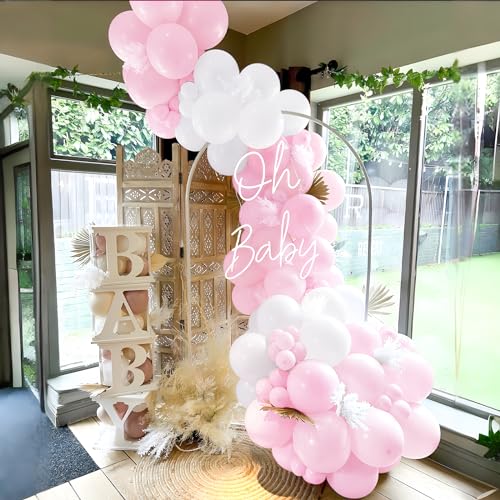 Pink White Balloon Arch Kit,151 Pcs Pastel Pink Balloon Garland Kit with Butterfly Stickers Latex Balloons Different Sizes 18/12/10/5 Inch for Wedding Bridal Shower Baby Shower Party Decorations - Image 3