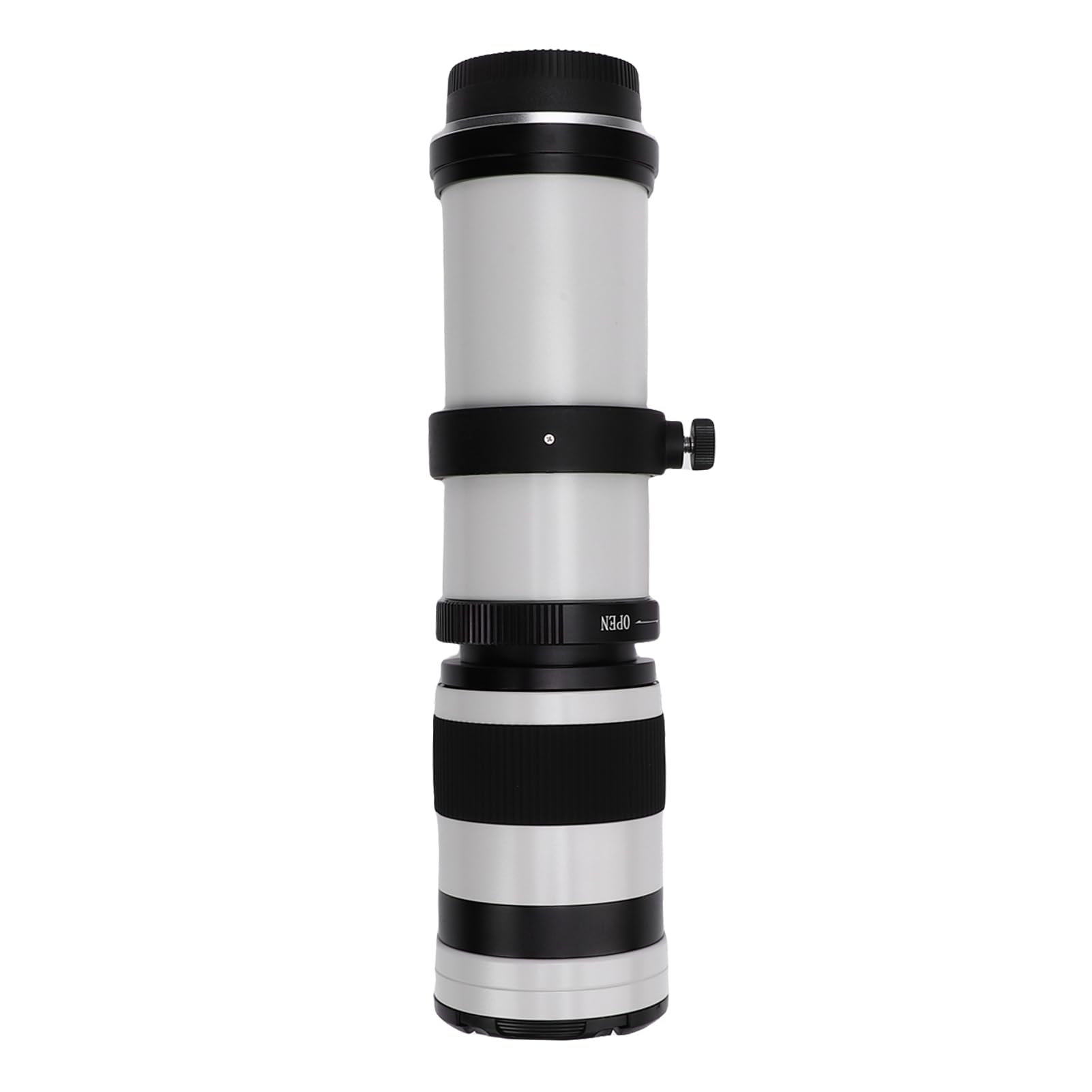 Jectse Teleobiettivo Zoom Manuale 420-800mm F 8.3, Obiettivo con Messa a Fuoco Manuale in Vetro Ottico in Lega di Alluminio per Tutte Le Fotocamere Reflex (White)