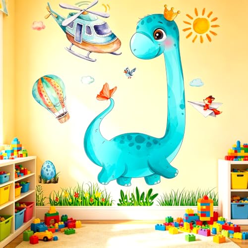 Vinilo decorativo infantil dinosaurio acuarela en 2 piezas miniatura 3
