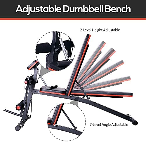HOMCOM Adjustable Reclined Dumbbell Bench Weight Lifting Set Folding Sit Up Ab Bench Home Training Gym Multiuse Workout Exercise Fitness with 2 x 4kg Dumbbells