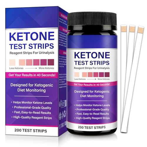 Ketone Teststreifen 200 Stück Urin-Teststreifen für Ketonkörper Schnelles Ergebnis Innerhalb von 40 Sekunden zur Unterstützung der Ketogenen Ernährung