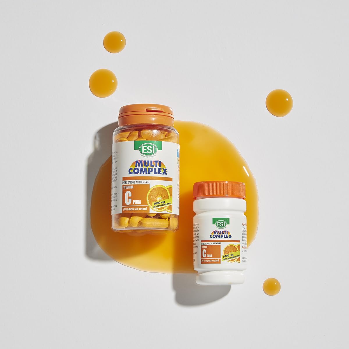 ESI - Multicomplex Vitamina C Pura Retard, Integratore Alimentare Massimo Dosaggio, a Rilascio Prolungato, Supporta il Funzionamento del Sistema Immunitario, Senza Glutine e Vegan, 90 Compresse