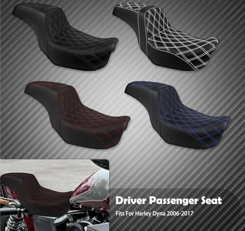 Asiento de conductor de cuero Black Line apto para Harley Dyna 06-17 2