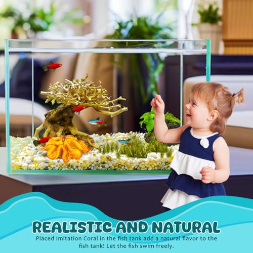 Image of IMIKEYA Artificial Coral Reef Aquarium Decor, Resin Coral Ornament for Fish Tank Decoration Saltwater and Freshwater Aquariums Aquatic Shelter