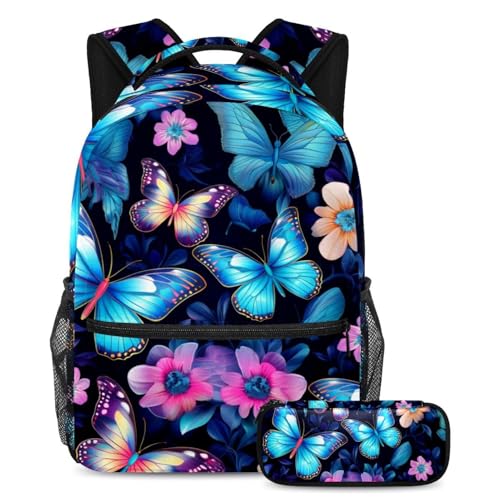 Sac à dos papillons colorés pour adolescents, idéal pour le collège