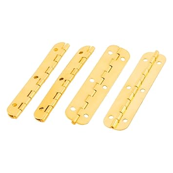 STORE99 Metal Home Furniture Cabinet Window Cupboard Wardrobe Door Hinge 65 x 15mm 4pcs Gold Tone