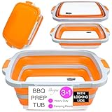 Beigne XL Collapsible BBQ Prep Tub with Lid - 3 in 1 Collapsible Tub & Portable Cutting Board Container for Marinating, Camping, Meat Storage - Space-Saving, Foldable Tray for Kitchen and Outdoor