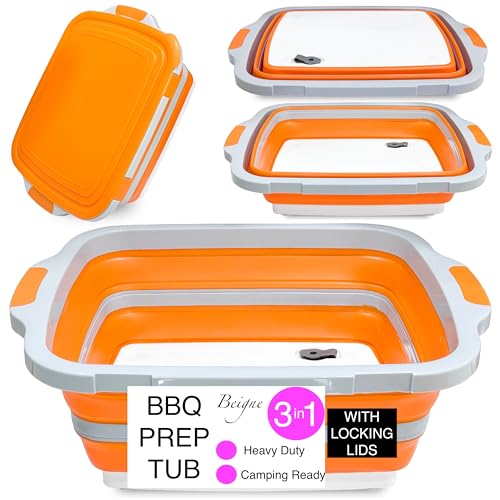 Beigne XL Collapsible BBQ Prep Tub with Lid - 3