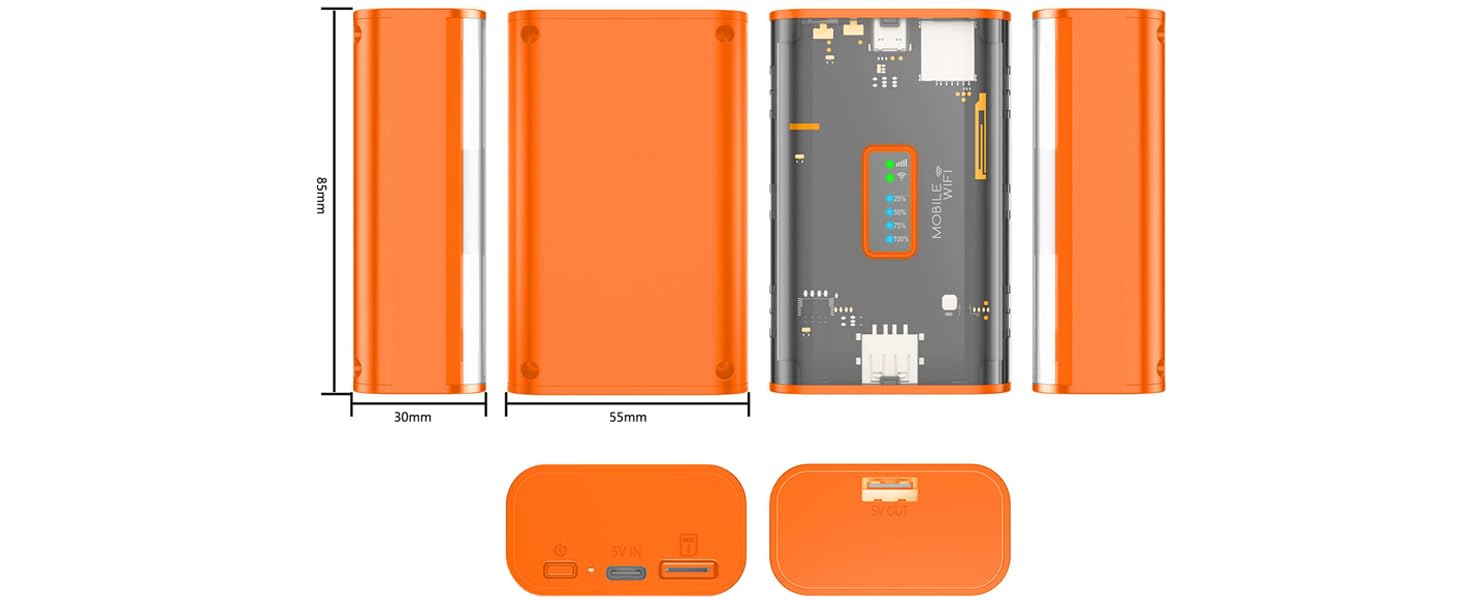 KuWFi Mobilny router 4G LTE WLAN (4G/LTE do 150 Mbit/s do pobrania / 50 Mbit/s upload, przenośny hotspot, akumulator 5200 mAh, kompatybilny ze wszystkimi europejskimi kartami SIM), Plug & Play, do