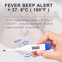 Vista 4 de Berrcom - Termómetro digital para adultos, niños y bebés, termómetro médico oral, rectal y de axila con alarma de fiebre y C/F conmutable