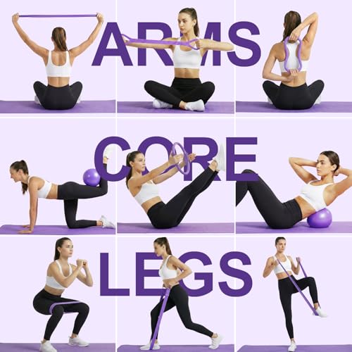 Home Pilates Ring and Ball Set for Women with 5 Resistance Bands 13 inch Magic Circle Workout Starter Kit for Beginners Full Body Toning 15 Min Daily Routine - Image 6