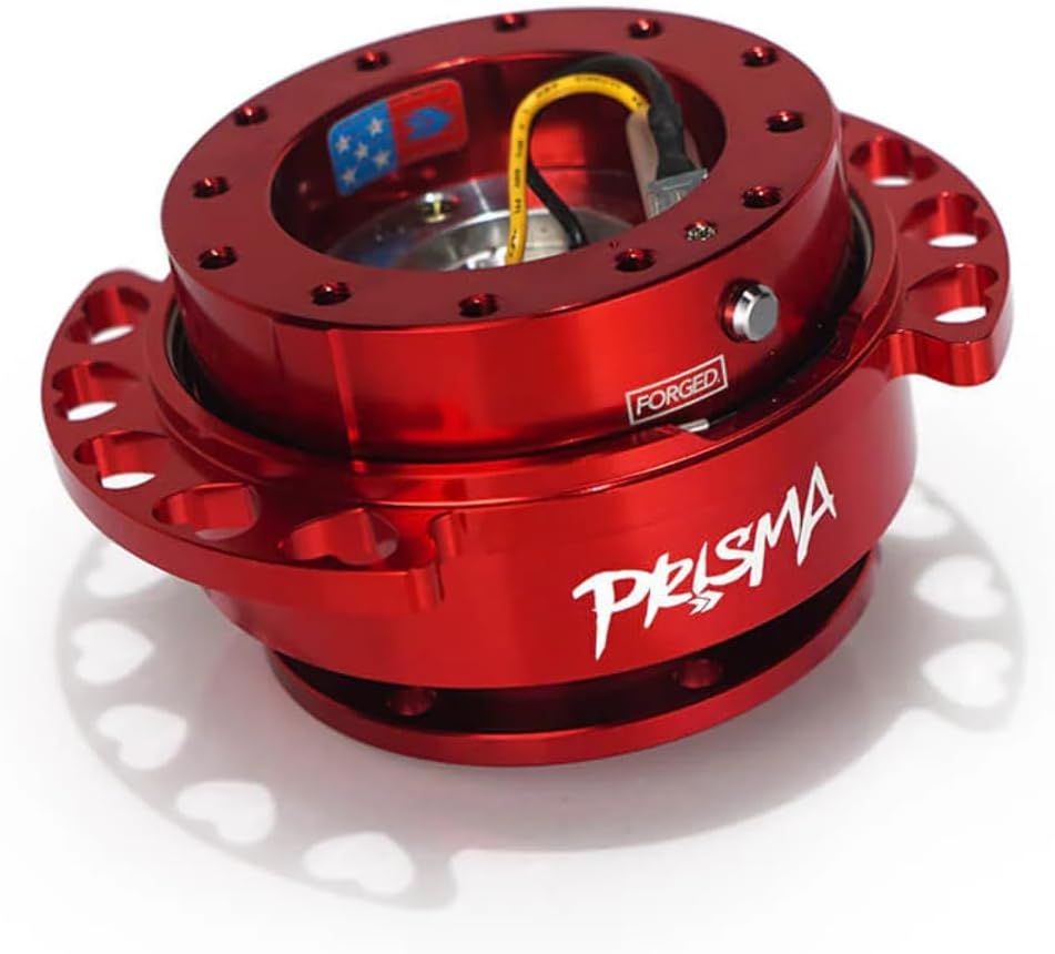 NRG Innovations NRG-SRK-222RD-RD Gen 2.0 Steering Wheel Quick Release Kit Adapter Red Body/Red Heart Cutout Ring 6x70mm & 6x74mm Bolt Pattern