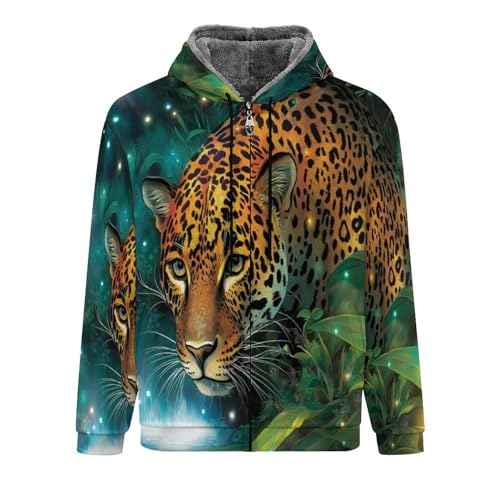 Manteau majestueux léopard thermique pour homme doté d'une doublure polaire