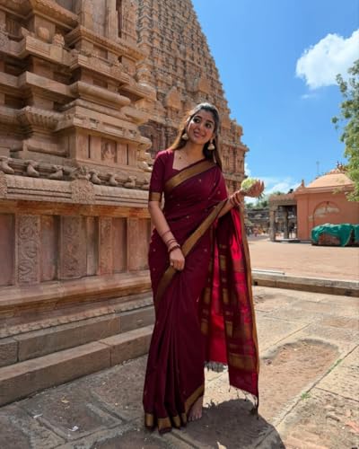 Image of South Cotton Gadwal Saree for Women | Celebrity Inspired Traditional Ethnic Wear | Chettinad & Kalyani Cotton Sarees | Soft Cotton Saree with Blouse Piece
