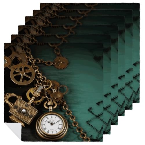 6 PCS Servilletas de Tela Estilo Steampunk 18.7x18.7 pulgadas miniatura 1