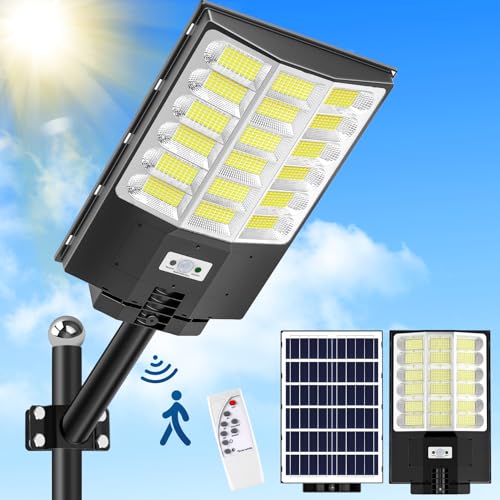 Lightasea 1200W Solar Straßenlaterne, 120000LM 6500K Solar Wegeleuchte mit Bewegungsmelder, IP65 Wasserdichte Solarlampen Strassenlaternen mit...