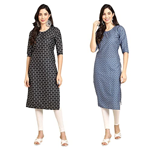 Image of Pinkmint Designer Woman's Crepe Multicolored Straight Kurta [A-355-330]