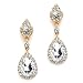 Mariell Gold Teardrop Austrian Crystal Dangle Chandelier Earrings for Bridal, Prom, Pageant & Weddings