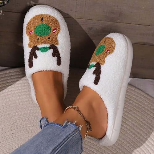 Christmas Slippers for Women House Shoes Fluffy Soft Cozy Bedroom Cartoon Plush Cute Slippers for Indoor Outdoor3