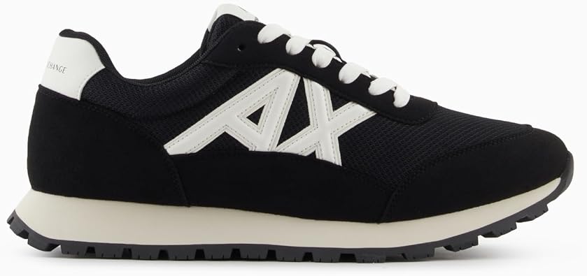 Armani Exchange Men's Drop Sneaker, Black/Off White, 7.5