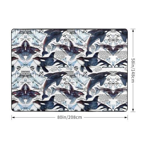 Tapis imprimé épaulard grand salon table basse lit balcon - 4