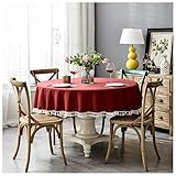 YAHUO ポリエステル製 テーブルクロス ティーテーブ クロス 円形 直径120cm-260cm テーブルカバー 食卓 カバー 北欧風 レッド 円形 直径200cm