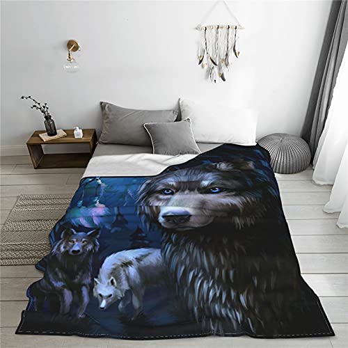 Wolf Dream Catcher Fleece Throw Blanket Soft Lightweight Warm Cozy Plush Blanket For Couch Bed Sofa 60"X50" #TOP4